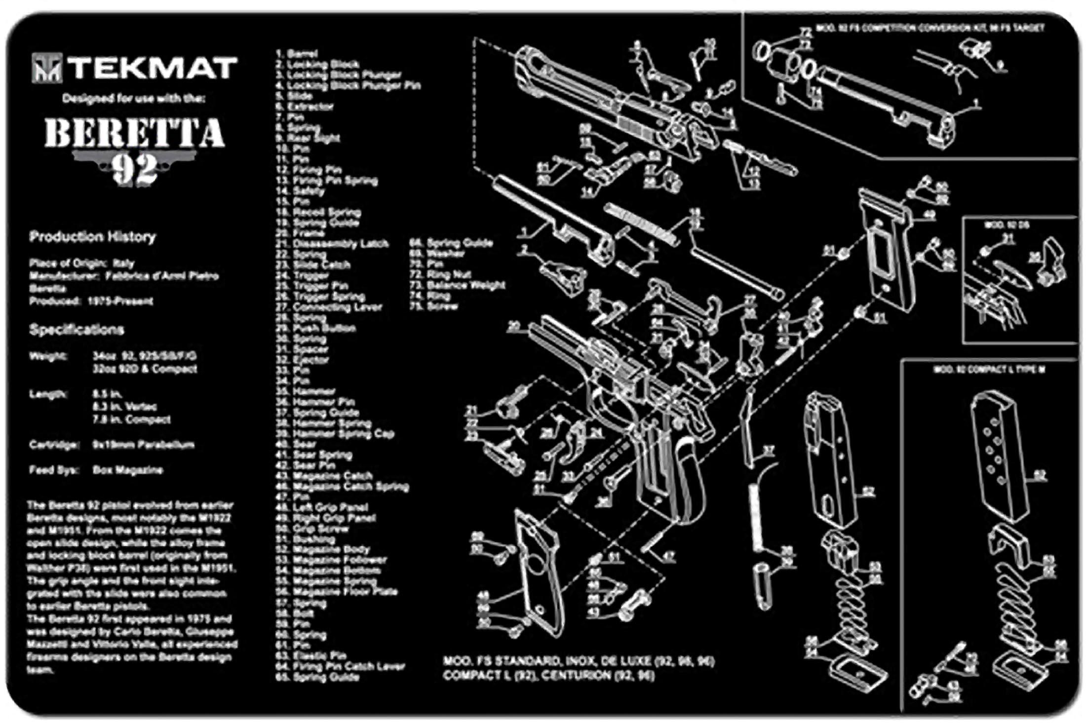 TekMat Beretta 92 Gun Cleaning Mat 17-BER92